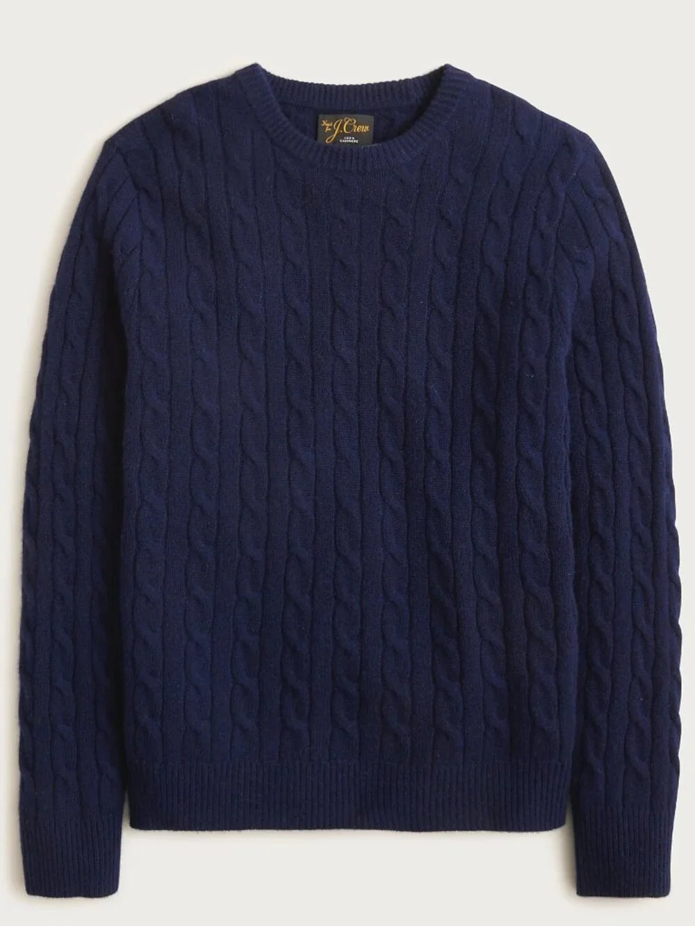 J. Crew‎ Knits Cashmere Men's Navy Cable Knit Crewneck Sweater Large $298